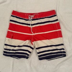 Men’s striped swim trunk with lining size large